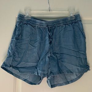 blue lose ruffled shorts